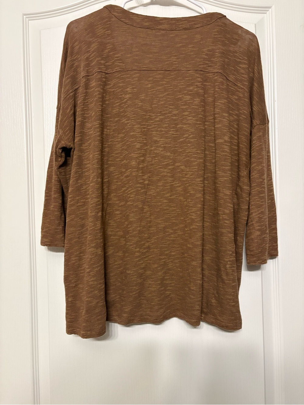 J. Jill Brown Slub Knit Henley 3/4 Sleeve Top - Picture 3 of 6